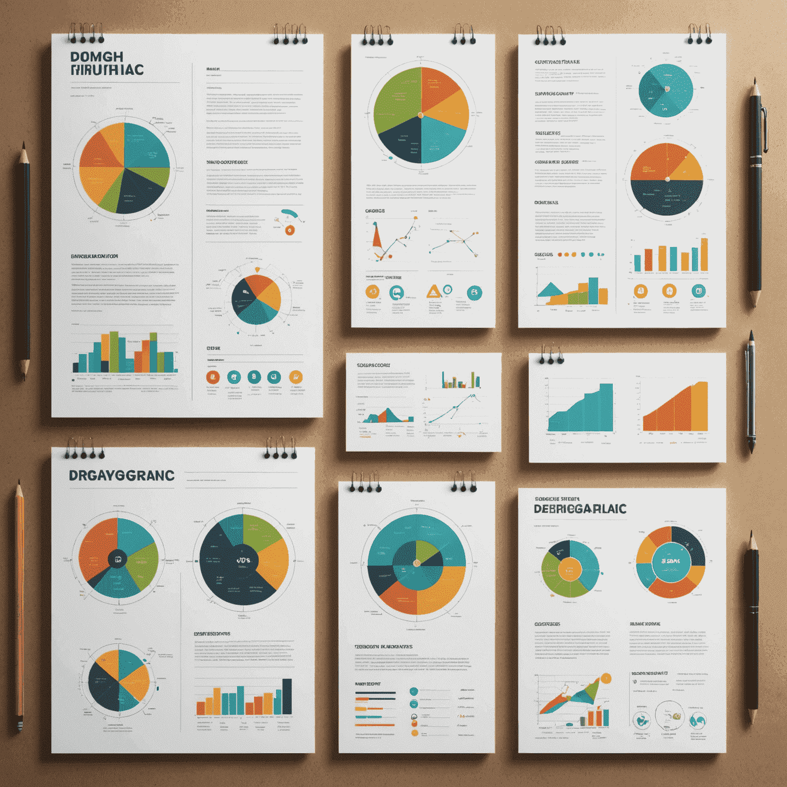 A series of sketches and digital mockups showing the progression of an infographic design from concept to final product, highlighting the creative process
