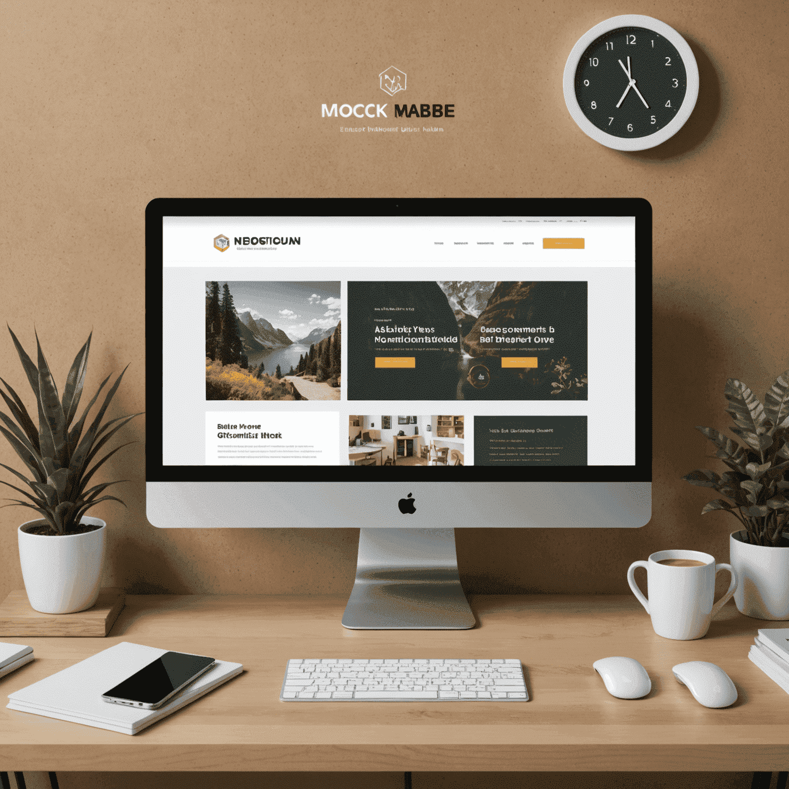 Mockup of a website showcasing various visual elements like images, icons, and graphics