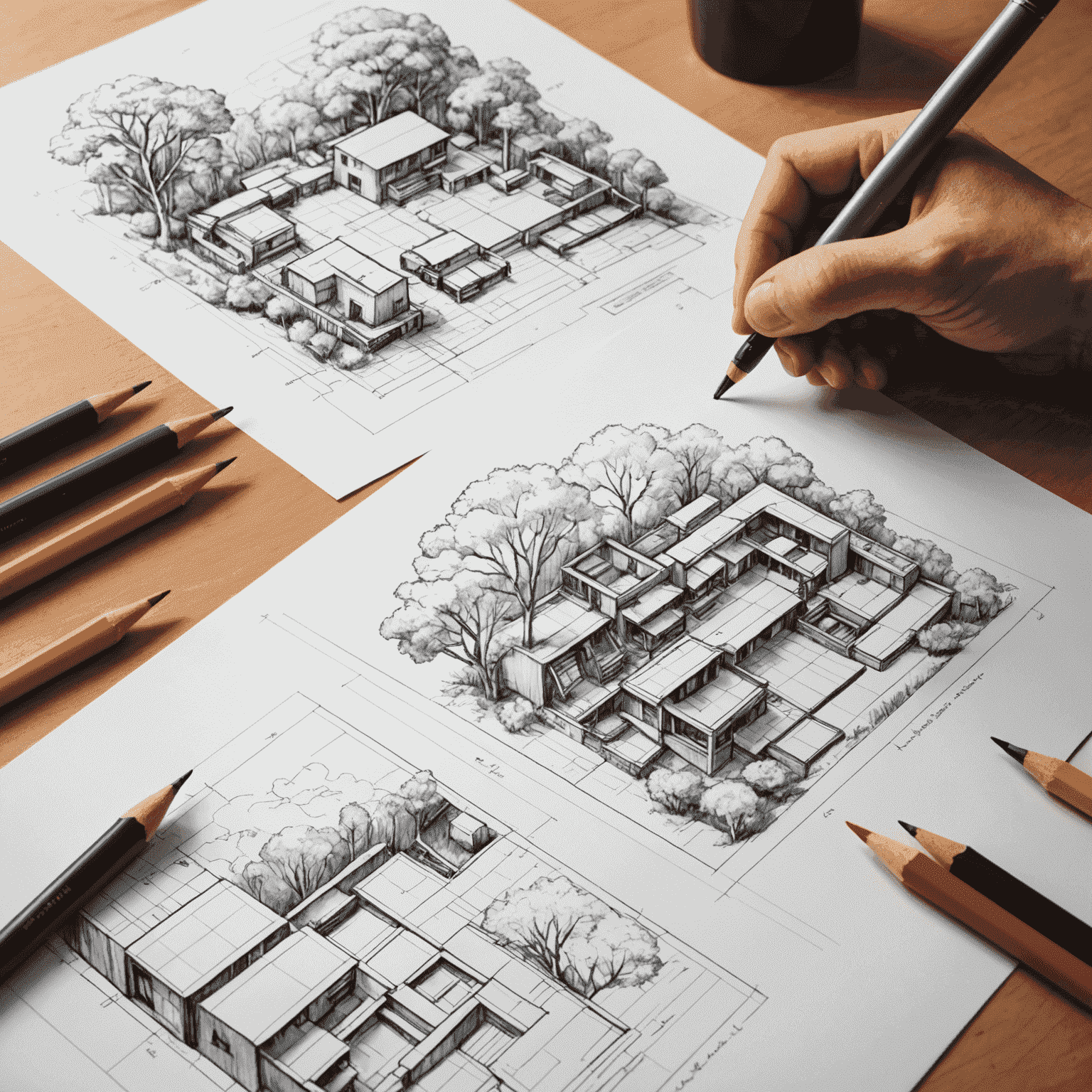 Step-by-step illustration of graphic design process from sketches to final print